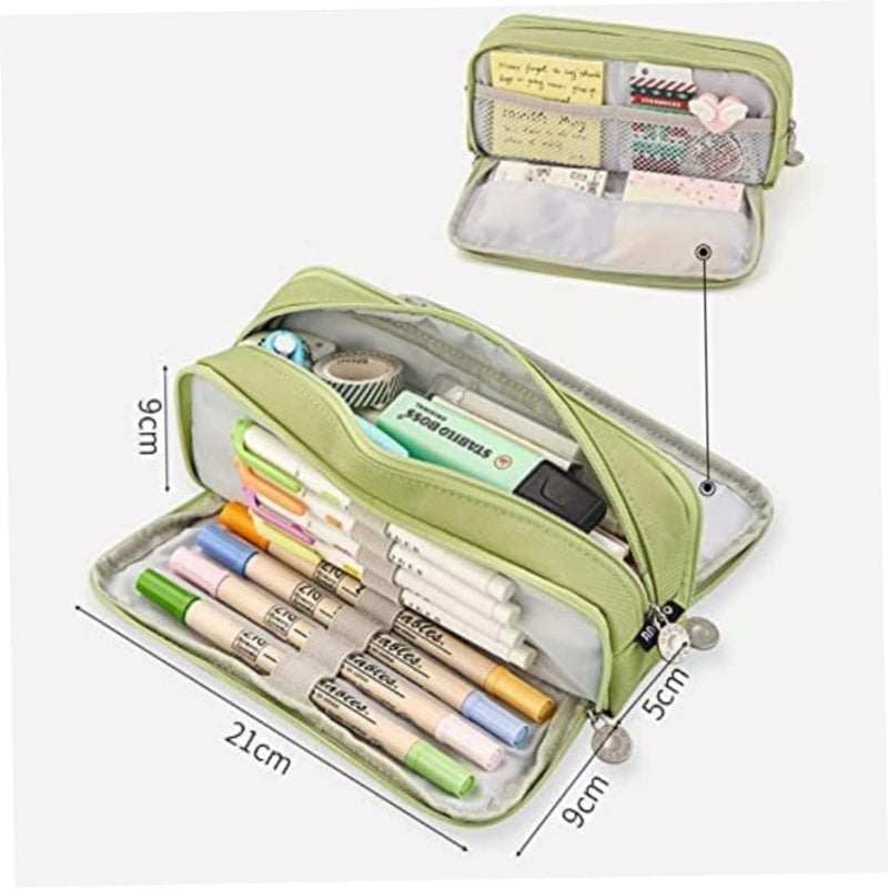 woobles Pencil Cases, Large Capacity Pencil Pouch with Compartments, Portable Pen Organizer, Makeup Bag for School Stationary Office(Green) - Image 5